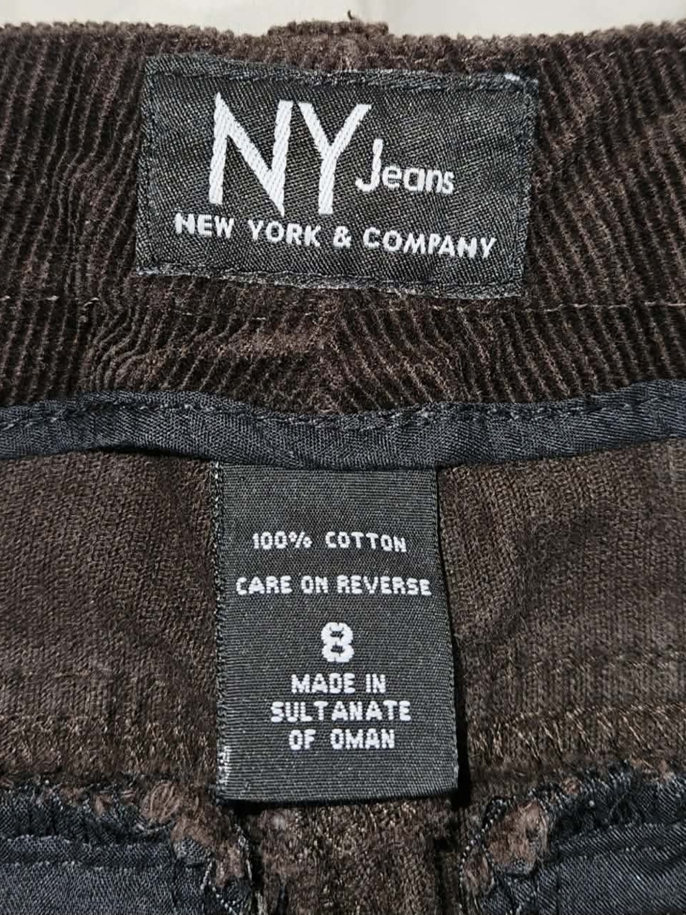 Women's New York & Company Brown Corduroy Straight Leg Pants - Size 8
